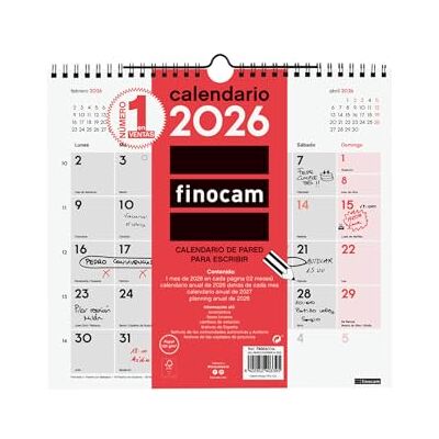 Finocam Calendario de pared 2026 Mes Vista Enero Diciembre (12 meses) Calendario 2026 para anotar Planificador mensual Neutro Español Finocam Calendario de pared 2026 Mes Vista Enero Diciembre (12 meses) Calendario 2026 para anotar Planificador mensual Neutro Español