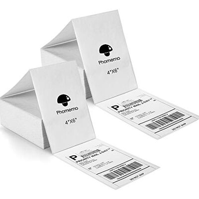 Phomemo etiquetas térmicas directas de 4 "x 6", etiquetas de envío, compatibles con impresoras térmicas de escritorio, compatibles con todas las empresas express (1000 etiquetas plegables) Phomemo etiquetas térmicas directas de 4 "x 6", etiquetas de envío, compatibles con impresoras térmicas de escritorio, compatibles con todas las empresas express (1000 etiquetas plegables)