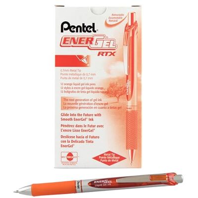 Pentel Roller retráctil Energel de color naranja Pentel Roller retráctil Energel de color naranja