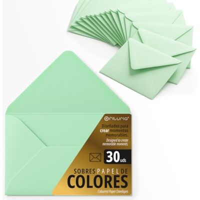 OFITURIA Sobres Papel, Sobres Pequeños de Colores, Ideales para Regalo, Cartas, Tarjetas de Colores, Tamaño 90x140mm, Diseñados para Sorprender y Crear Momentos Especiales (Verde, 30uds) OFITURIA Sobres Papel, Sobres Pequeños de Colores, Ideales para Regalo, Cartas, Tarjetas de Colores, Tamaño 90x140mm, Diseñados para Sorprender y Crear Momentos Especiales (Verde, 30uds)
