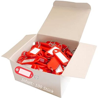 Wedo Llavero para etiquetar, color rojo, 100 unidades, con anillo Wedo Llavero para etiquetar, color rojo, 100 unidades, con anillo