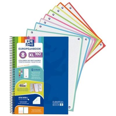 Oxford Cuaderno A4+, Europeanbook 8, Tapa Extradura, Cuadriculado 5X5, 160 Hojas, Color Azul Marino Oxford Cuaderno A4+, Europeanbook 8, Tapa Extradura, Cuadriculado 5X5, 160 Hojas, Color Azul Marino