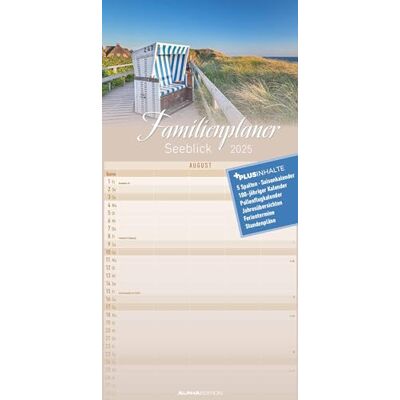 Alpha Familienplaner Seeblick 2025 Familien-Timer 22x45 cm mit Ferienterminen 5 Spalten Wand-Planer mit vielen Zusatzinformationen Alpha Familienplaner Seeblick 2025 Familien-Timer 22x45 cm mit Ferienterminen 5 Spalten Wand-Planer mit vielen Zusatzinformationen