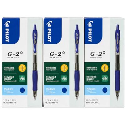 PILOT G-2 0.7 Azul – Pack de 3 Cajas de 12 Bolígrafos Gel, 36 Bolígrafos en Total – Tinta Azul PILOT G-2 0.7 Azul – Pack de 3 Cajas de 12 Bolígrafos Gel, 36 Bolígrafos en Total – Tinta Azul