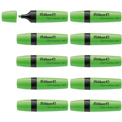 Pelikan Rotuladores fluorescentes 490, 10 unidades, color verde neón, 10 unidades, punta biselada Pelikan Rotuladores fluorescentes 490, 10 unidades, color verde neón, 10 unidades, punta biselada