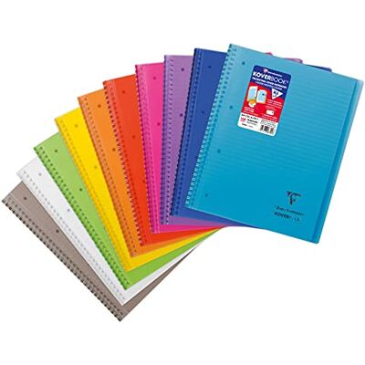 Clairefontaine Cuaderno de espiral Koverbook (A4+ 22,5 x 29,7 cm, 160 páginas desmontables con líneas – Papel blanco 90 g – Cubierta polipro color aleatorio Clairefontaine Cuaderno de espiral Koverbook (A4+ 22,5 x 29,7 cm, 160 páginas desmontables con líneas – Papel blanco 90 g – Cubierta polipro color aleatorio