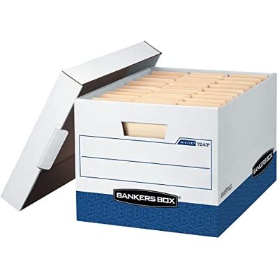 Fellowes BANKERS BOX R-Kive Cajas de almacenamiento resistentes, FastFold, tapa levantable, carta/legal, paquete económico de 20 () Fellowes BANKERS BOX R-Kive Cajas de almacenamiento resistentes, FastFold, tapa levantable, carta/legal, paquete económico de 20 ()