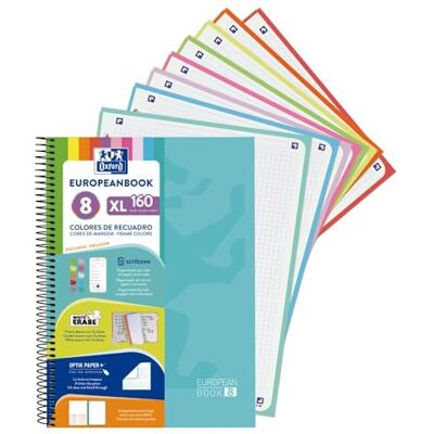 Oxford Cuaderno A4+, Europeanbook 8, Tapa Extradura, Cuadriculado 5X5, 160 Hojas, Color Ice Mint Oxford Cuaderno A4+, Europeanbook 8, Tapa Extradura, Cuadriculado 5X5, 160 Hojas, Color Ice Mint
