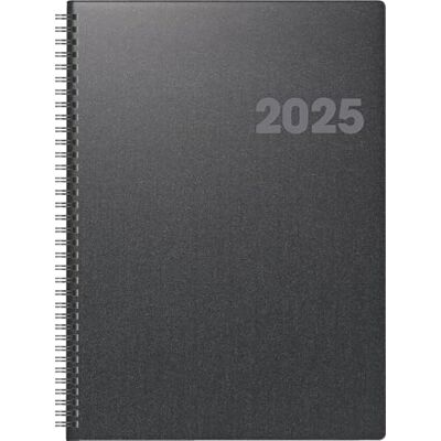 BRUNNEN Agenda de libro modelo 763 (2025), 2 páginas = 1 semana, A4, 144 páginas, encuadernación metálica, color negro volcánico BRUNNEN Agenda de libro modelo 763 (2025), 2 páginas = 1 semana, A4, 144 páginas, encuadernación metálica, color negro volcánico