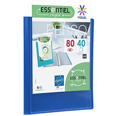 Viquel Protector de documentos para 80 vistas (40 bolsillos) Puerta de vista personalizable Encuadernación de plástico A4 Fabricado en Francia Azul Viquel Protector de documentos para 80 vistas (40 bolsillos) Puerta de vista personalizable Encuadernación de plástico A4 Fabricado en Francia Azul