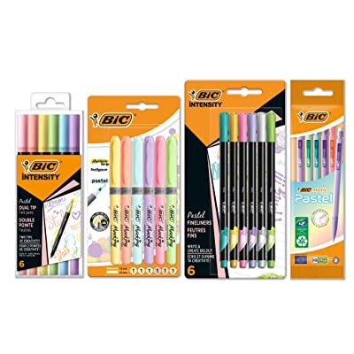 BIC Pastel Set de Escritorio con Rotuladores, Portaminas, Subrayadores y Rotuladores de Punta Fina Tinta y Cuerpo de Colores Pastel Surtidos, Pack de 23 BIC Pastel Set de Escritorio con Rotuladores, Portaminas, Subrayadores y Rotuladores de Punta Fina Tinta y Cuerpo de Colores Pastel Surtidos, Pack de 23