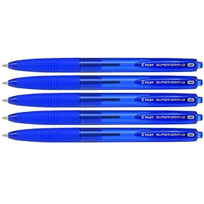 PILOT – Lote de 5 bolígrafos retráctiles Super GRIP G punta media azul PILOT – Lote de 5 bolígrafos retráctiles Super GRIP G punta media azul