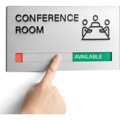 Abudada Letrero de puerta de sala de conferencias para oficina, letrero de puerta de reunión en curso, indicador deslizante disponible en uso indica si la habitación está vacante u ocupada Abudada Letrero de puerta de sala de conferencias para oficina, letrero de puerta de reunión en curso, indicador deslizante disponible en uso indica si la habitación está vacante u ocupada
