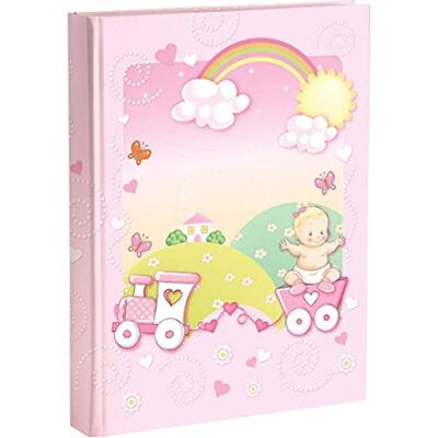 Mareli Álbum de fotos de nacimiento con diario 23 x 30 cm, 56 páginas en blanco y 4 páginas personalizables en cartón grueso y resistente intercalado con pergamino, rosa Mareli Álbum de fotos de nacimiento con diario 23 x 30 cm, 56 páginas en blanco y 4 páginas personalizables en cartón grueso y resistente intercalado con pergamino, rosa