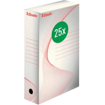 Esselte Group 20172 Cajas de archivo (10 unidades), color blanco lomo 80mm, pack de 25 Esselte Group 20172 Cajas de archivo (10 unidades), color blanco lomo 80mm, pack de 25