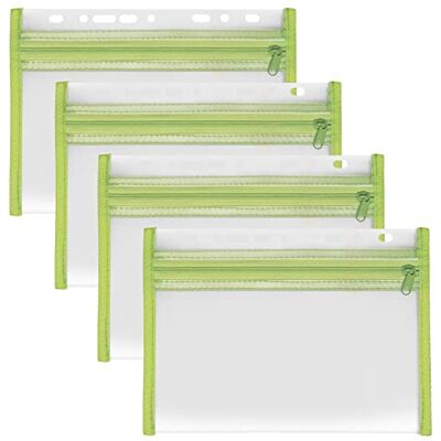 VELOFLEX Funda portadocumentos con cremallera, 4 piezas, DIN A5, archivable, verde, VELOBAG XXS, bolsillo con cremallera VELOFLEX Funda portadocumentos con cremallera, 4 piezas, DIN A5, archivable, verde, VELOBAG XXS, bolsillo con cremallera