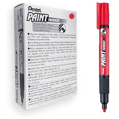Pentel Marcador permanente Paint Marker. Máxima opacidad y permanencia en casi todas las superficies. Tinta en color rojo. Pack de 12 Pentel Marcador permanente Paint Marker. Máxima opacidad y permanencia en casi todas las superficies. Tinta en color rojo. Pack de 12