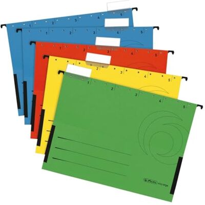 herlitz 5 carpetas colgantes DIN A4 / cartón kraft 230 g/m² / colores surtidos herlitz 5 carpetas colgantes DIN A4 / cartón kraft 230 g/m² / colores surtidos