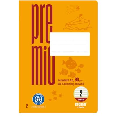 Staufen premio Cuaderno de escritura – 10 cuadernos de 16 hojas cada uno, DIN A5, línea 2 (4/4/4 mm a rayas, líneas de color), papel reciclado de 90 g/m², esquinas redondas para evitar orejas de Staufen premio Cuaderno de escritura – 10 cuadernos de 16 hojas cada uno, DIN A5, línea 2 (4/4/4 mm a rayas, líneas de color), papel reciclado de 90 g/m², esquinas redondas para evitar orejas de