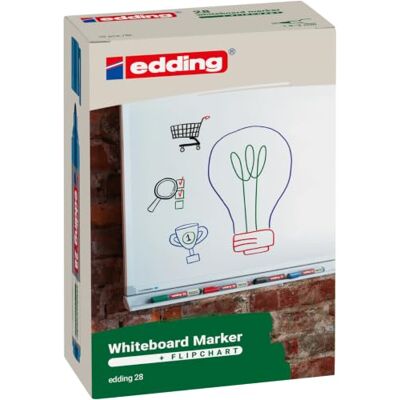 Edding 28-003 Caja con 10 Marcadores para Pizarras Blancas Punta Redonda 1,5-3 mm Azul Edding 28-003 Caja con 10 Marcadores para Pizarras Blancas Punta Redonda 1,5-3 mm Azul
