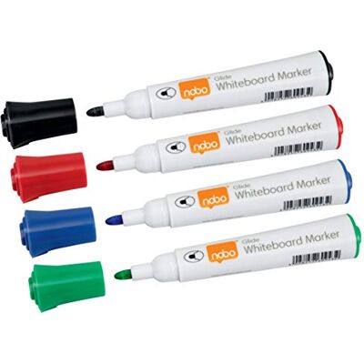 Nobo Rotuladores de Fácil Deslizamiento para Pizarras Blancas, Punta Redonda de 2 mm, Paquete de 10, , Varios Colores Nobo Rotuladores de Fácil Deslizamiento para Pizarras Blancas, Punta Redonda de 2 mm, Paquete de 10, , Varios Colores