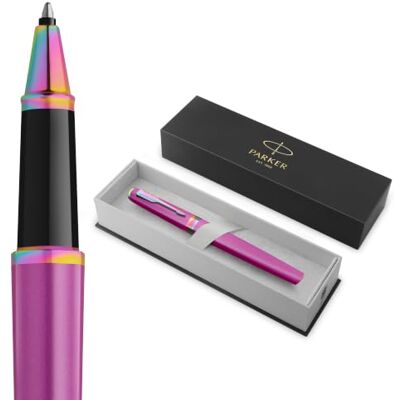PARKER Meridian Boligrafo rollerball Laca de uva con detalles arcoíris Punta fina Para escribir a mano y Material de papelería Tinta Negra Caja de Regalo de Lujo PARKER Meridian Boligrafo rollerball Laca de uva con detalles arcoíris Punta fina Para escribir a mano y Material de papelería Tinta Negra Caja de Regalo de Lujo
