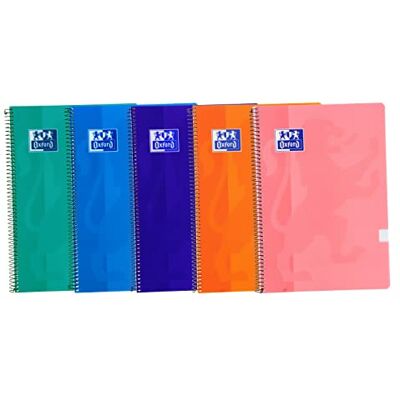 Oxford , Cuadernos A4 (Folio) Cuadrícula 4x4, Tapa de Plástico, 80 Hojas, Pack 5 Libretas, Colores Tendencia Oxford , Cuadernos A4 (Folio) Cuadrícula 4x4, Tapa de Plástico, 80 Hojas, Pack 5 Libretas, Colores Tendencia