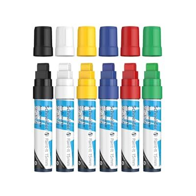 Schneider Paint-It Juego de 6 rotuladores acrílicos (15 mm de ancho de trazo, acrílicos de alta cobertura para madera, lienzo, piedra, etc.) Schneider Paint-It Juego de 6 rotuladores acrílicos (15 mm de ancho de trazo, acrílicos de alta cobertura para madera, lienzo, piedra, etc.)