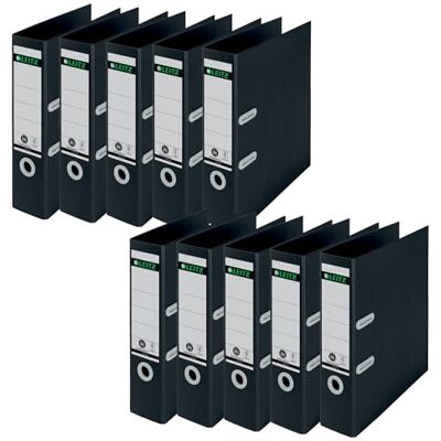 Leitz Archivador Archivo de palanca A4, 80 mm, negro, paquete de 10 Leitz Archivador Archivo de palanca A4, 80 mm, negro, paquete de 10
