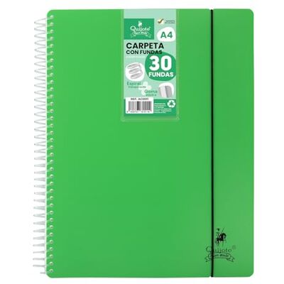 Starplast Carpeta Con Fundas Espiral Flexible Organizadores, 30 fundas, Fundas Transparentes Lisas, A4, Tapa Plástico Resistente, Uso Escolar, Personal o de Oficina Color Verde. Starplast Carpeta Con Fundas Espiral Flexible Organizadores, 30 fundas, Fundas Transparentes Lisas, A4, Tapa Plástico Resistente, Uso Escolar, Personal o de Oficina Color Verde.