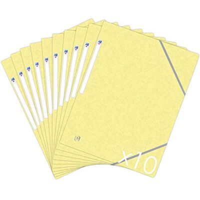 Oxford Topfile+ – Lote de 10 carpetas de cartón con 3 solapas, formato A4, cierre elástico, color amarillo pastel Oxford Topfile+ – Lote de 10 carpetas de cartón con 3 solapas, formato A4, cierre elástico, color amarillo pastel