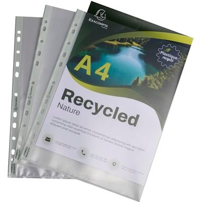 Exacompta Ref. 5350E Cartón de 250 fundas perforadas A4 FOREVER – Polipropileno granulado reciclado – Grosor 12/100 – Dimensiones: 23 x 30,5 cm – Cristal translúcido Exacompta Ref. 5350E Cartón de 250 fundas perforadas A4 FOREVER – Polipropileno granulado reciclado – Grosor 12/100 – Dimensiones: 23 x 30,5 cm – Cristal translúcido