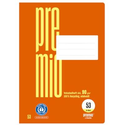 Staufen premio Cuaderno de ejercicios de vocabulario 5 cuadernos, 24 hojas cada uno, DIN A4, regla tamaño 53 (con línea central), papel reciclado de 90 g/m Staufen premio Cuaderno de ejercicios de vocabulario 5 cuadernos, 24 hojas cada uno, DIN A4, regla tamaño 53 (con línea central), papel reciclado de 90 g/m