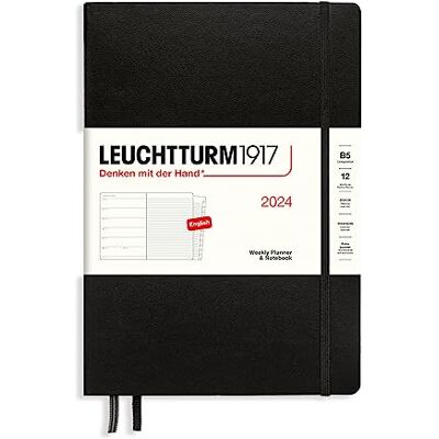 LEUCHTTURM1917 calendario semanal y cuaderno de notas Composition (B5) 2024, 12 meses, Negro, Inglés LEUCHTTURM1917 calendario semanal y cuaderno de notas Composition (B5) 2024, 12 meses, Negro, Inglés