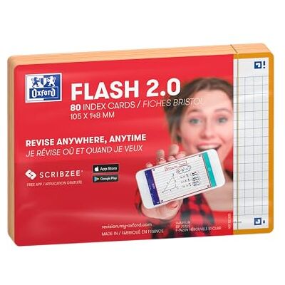 Oxford Flash 2.0-80 fichas Bristol Flash Cards A6 (10,5 x 14,8 cm) Cuadros pequeños color naranja Oxford Flash 2.0-80 fichas Bristol Flash Cards A6 (10,5 x 14,8 cm) Cuadros pequeños color naranja