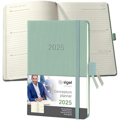 Sigel Conceptum Agenda semanal 2025, aprox. A6, verde, tapa dura, dos páginas = una semana, 176 páginas Sigel Conceptum Agenda semanal 2025, aprox. A6, verde, tapa dura, dos páginas = una semana, 176 páginas