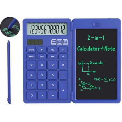 GUYUCOM Calculadora, con Tableta de Escritura y bolígrafo, Funciona con energía Solar y Pilas, Adecuada para Estudiantes, familias, oficinas (Azul) GUYUCOM Calculadora, con Tableta de Escritura y bolígrafo, Funciona con energía Solar y Pilas, Adecuada para Estudiantes, familias, oficinas (Azul)