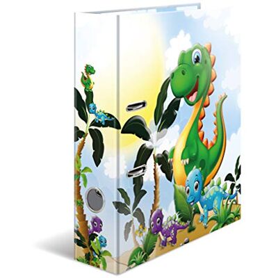 HERMA Archivador de anillas con palanca Jardín de infancia con motivo Dinosaurios, A4, 70 mm, con estampado interior, 1 carpeta con motivos HERMA Archivador de anillas con palanca Jardín de infancia con motivo Dinosaurios, A4, 70 mm, con estampado interior, 1 carpeta con motivos