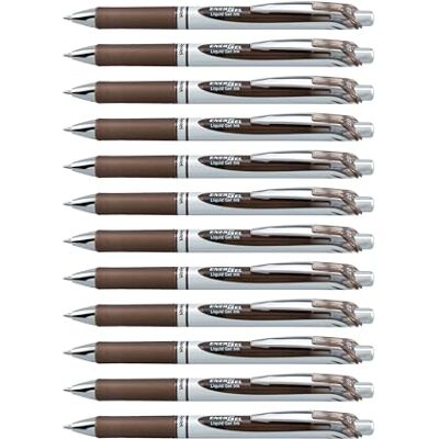 Pentel EnerGel XM BL77 Bolígrafo de gel (12 unidades), color sepia Pentel EnerGel XM BL77 Bolígrafo de gel (12 unidades), color sepia