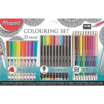 Maped Rotuladores de Escritura Graph Peps Kit de Colores Ideal para Mandalas Pack con 33 Piezas Incluye 10 Rotuladores de Colores, 10 Rotuladores Finos, 12 Lápices de Madera y 1 Sacapuntas Maped Rotuladores de Escritura Graph Peps Kit de Colores Ideal para Mandalas Pack con 33 Piezas Incluye 10 Rotuladores de Colores, 10 Rotuladores Finos, 12 Lápices de Madera y 1 Sacapuntas