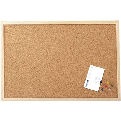 MAUL Tablero de corcho marrón 60x80 cm con marco de madera aspecto cálido, sujeción fiable para notas, montaje sencillo, orientación flexible, chinchetas incluidas MAUL Tablero de corcho marrón 60x80 cm con marco de madera aspecto cálido, sujeción fiable para notas, montaje sencillo, orientación flexible, chinchetas incluidas
