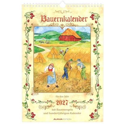 Alpha Bauernkalender 2027: Wandkalender 23,7x34 cm mit täglichen Wetterprognosen, Bauernregeln, 100-jährigem Kalender und Spiralbindung Alpha Bauernkalender 2027: Wandkalender 23,7x34 cm mit täglichen Wetterprognosen, Bauernregeln, 100-jährigem Kalender und Spiralbindung
