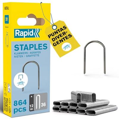 Rapid Caja de Grapas de Corona Redondeada para Cables de Bajo Voltaje N.º36 de Acero Galvanizado, 12 mm – 864 Grapas Rapid Caja de Grapas de Corona Redondeada para Cables de Bajo Voltaje N.º36 de Acero Galvanizado, 12 mm – 864 Grapas