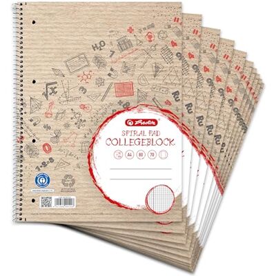 herlitz Landre Collegeblock Recycling Libreta A4, 80 hojas cuadriculadas con margen, 70 g/qm, paquete de 10 herlitz Landre Collegeblock Recycling Libreta A4, 80 hojas cuadriculadas con margen, 70 g/qm, paquete de 10