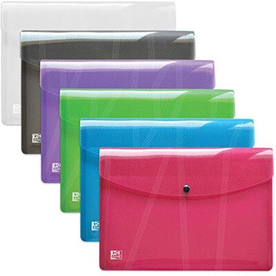 Oxford hawai Cartera de plástico transparente (A4, 10 unidades), 6 colores Oxford hawai Cartera de plástico transparente (A4, 10 unidades), 6 colores