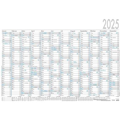 Zettler Calendario de carteles 2025, 100 x 70 cm, calendario de carteles con 12 meses en 1 página, 5 unidades, enrollado, conteo diario, día laborable y semanal, días festivos, fechas de vacaciones Zettler Calendario de carteles 2025, 100 x 70 cm, calendario de carteles con 12 meses en 1 página, 5 unidades, enrollado, conteo diario, día laborable y semanal, días festivos, fechas de vacaciones