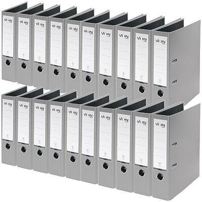 Leitz VON 10550085 Archivador A4, 20 unidades, cartón con tapa de plástico, ancho de lomo de 80 mm, para 600 hojas, ángel azul y certificado FSC, para escuela, estudio y hogar, color gris Leitz VON 10550085 Archivador A4, 20 unidades, cartón con tapa de plástico, ancho de lomo de 80 mm, para 600 hojas, ángel azul y certificado FSC, para escuela, estudio y hogar, color gris