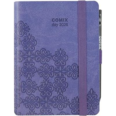 COMIX Mignon – Agenda 2026, 12 meses, diaria, con trabilla elástica porta lápiz o bolígrafo, cierre con elástico y marcapáginas, lápiz incluido, 9 x 12,5 cm, Arabesque COMIX Mignon – Agenda 2026, 12 meses, diaria, con trabilla elástica porta lápiz o bolígrafo, cierre con elástico y marcapáginas, lápiz incluido, 9 x 12,5 cm, Arabesque