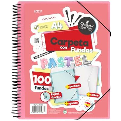 Starplast Carpeta Con Fundas Espiral Flexible 00 fundas transparentes, A4, cierre elástico, tapa polipropileno, portada personalizable, para uso Escolar y Oficina color Rosa Pastel Starplast Carpeta Con Fundas Espiral Flexible 00 fundas transparentes, A4, cierre elástico, tapa polipropileno, portada personalizable, para uso Escolar y Oficina color Rosa Pastel