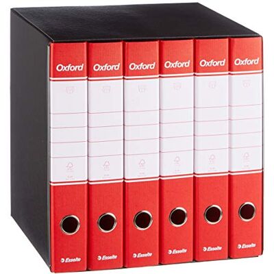 Esselte Grupo de 6 archivadores Oxford con mecanismo de palanca y con funda, color rojo Gruppo da 6 Esselte Grupo de 6 archivadores Oxford con mecanismo de palanca y con funda, color rojo Gruppo da 6